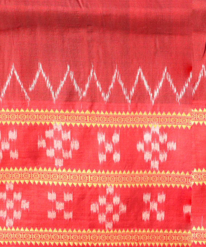 Dark green dark red silk handloom khandua saree