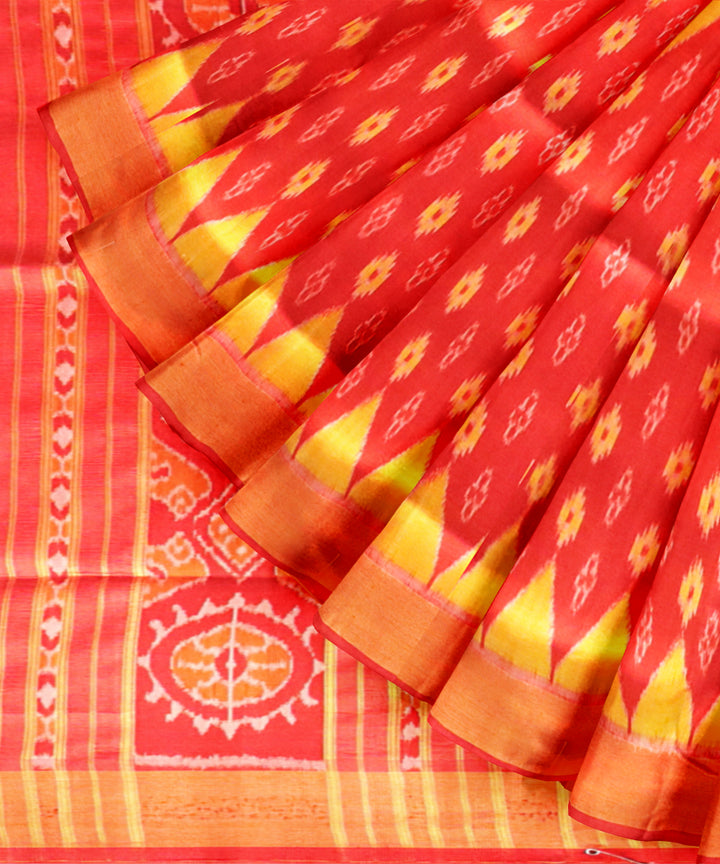 Multicolor golden silk handloom khandua saree