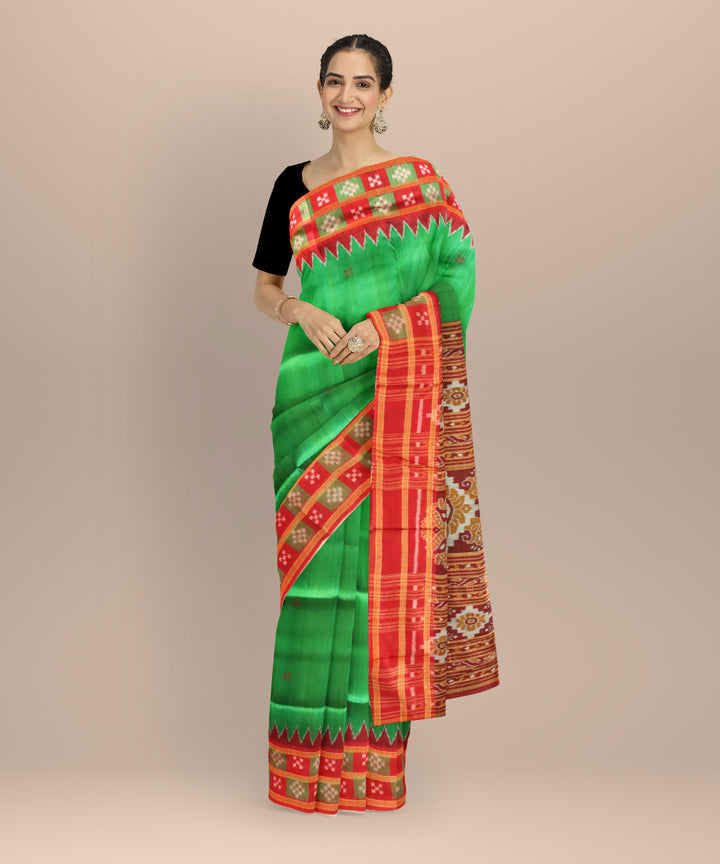 Pink dark blue handloom khandua silk saree