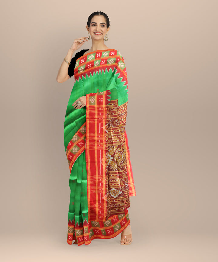 Pink dark blue handloom khandua silk saree