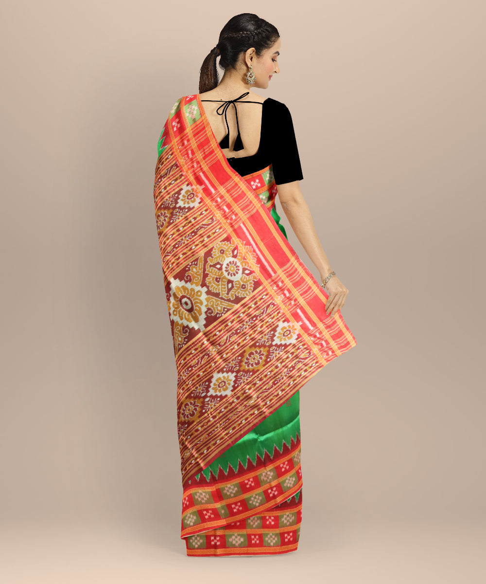 Pink dark blue handloom khandua silk saree