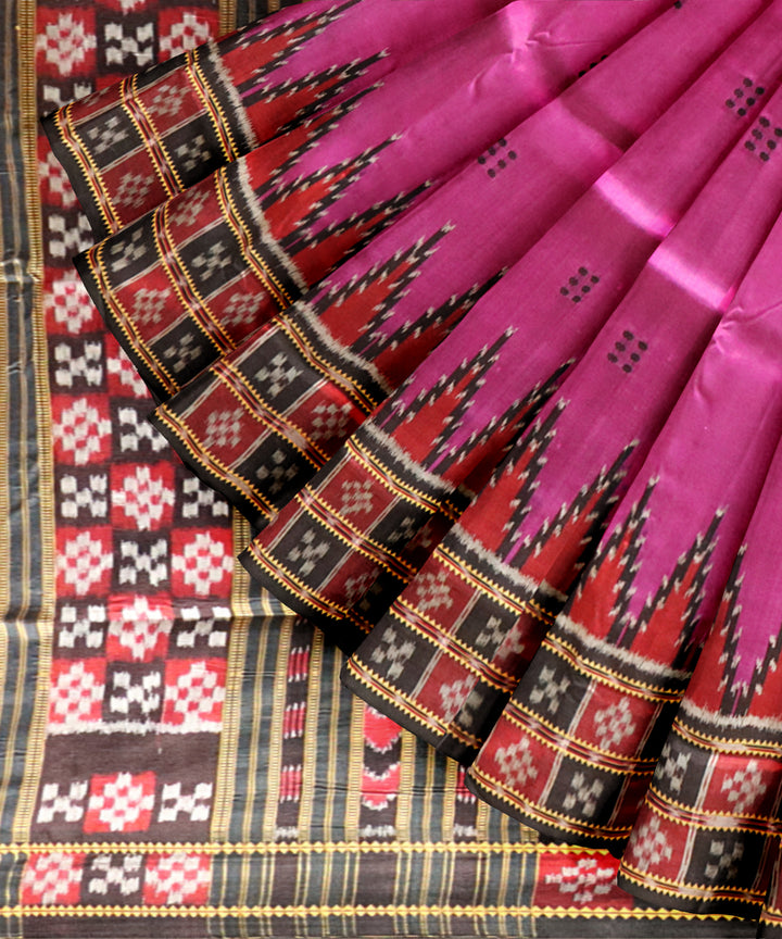 Purple black handloom silk khandua saree