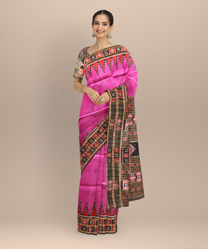 Purple Black Handloom Silk Khandua Saree
