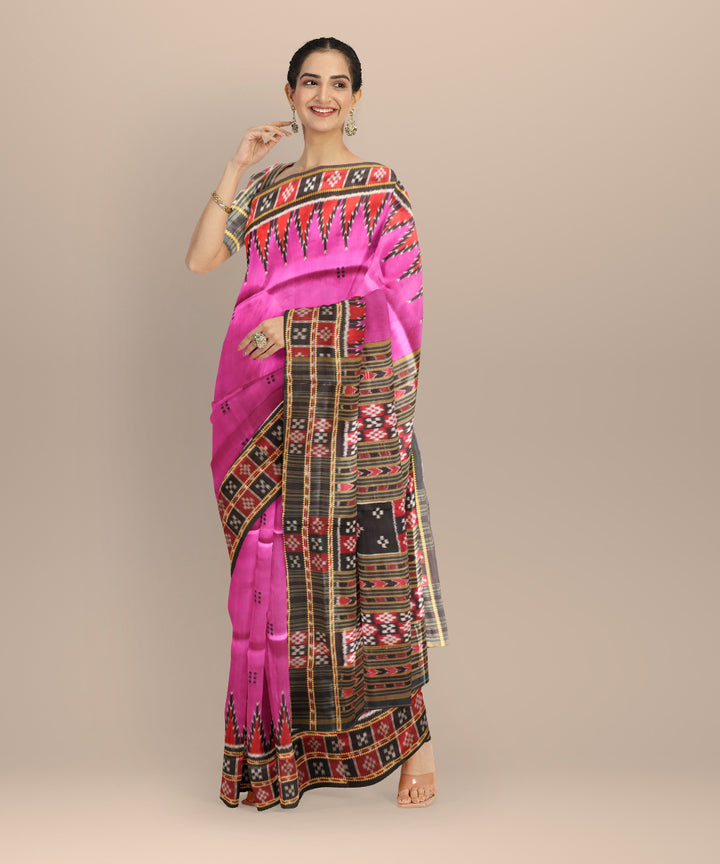 Purple black handloom silk khandua saree