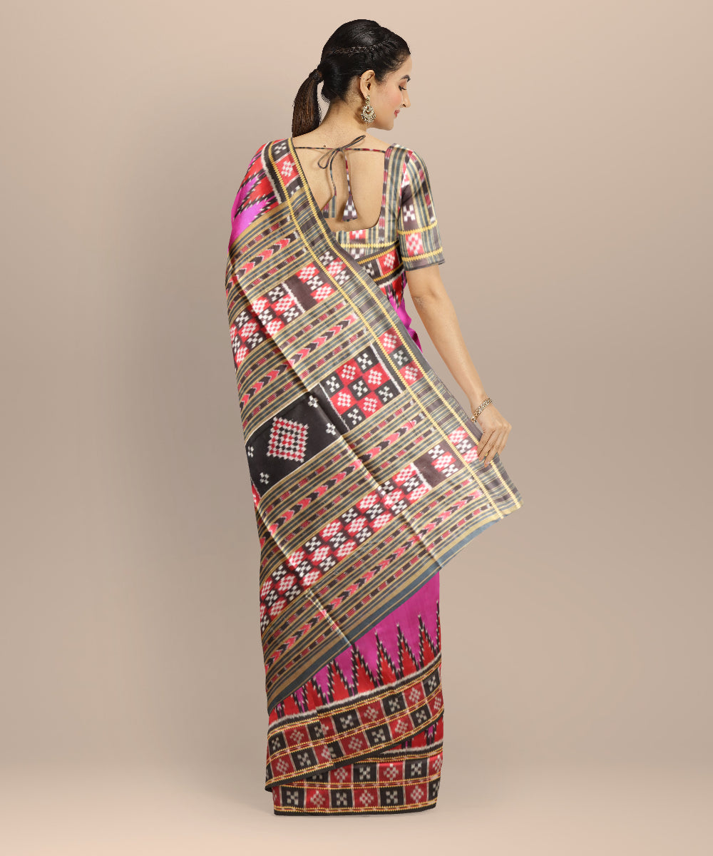 Purple black handloom silk khandua saree