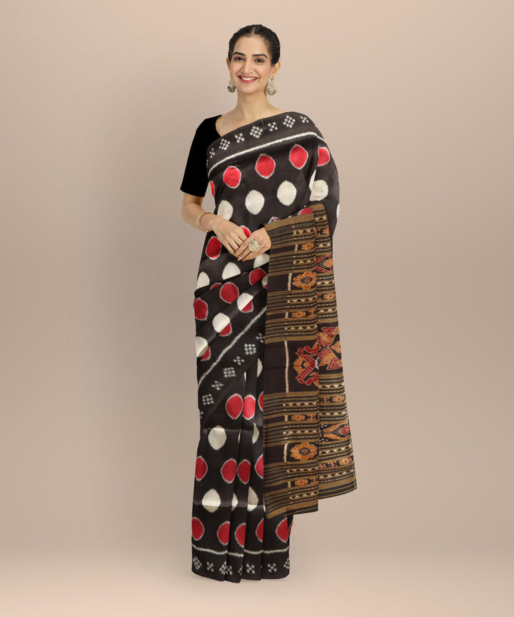 Black white silk handloom khandua saree