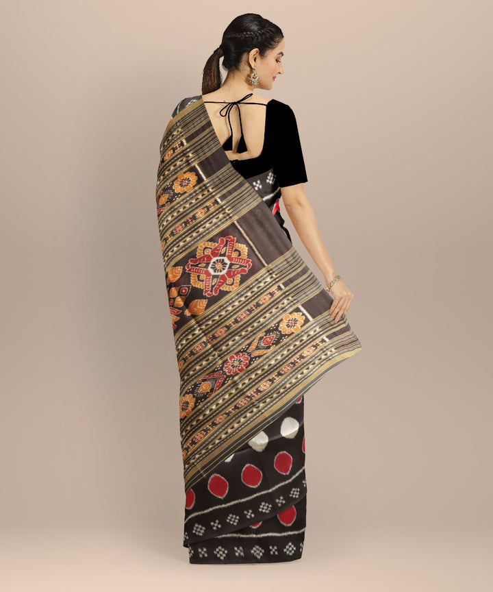 Black white silk handloom khandua saree