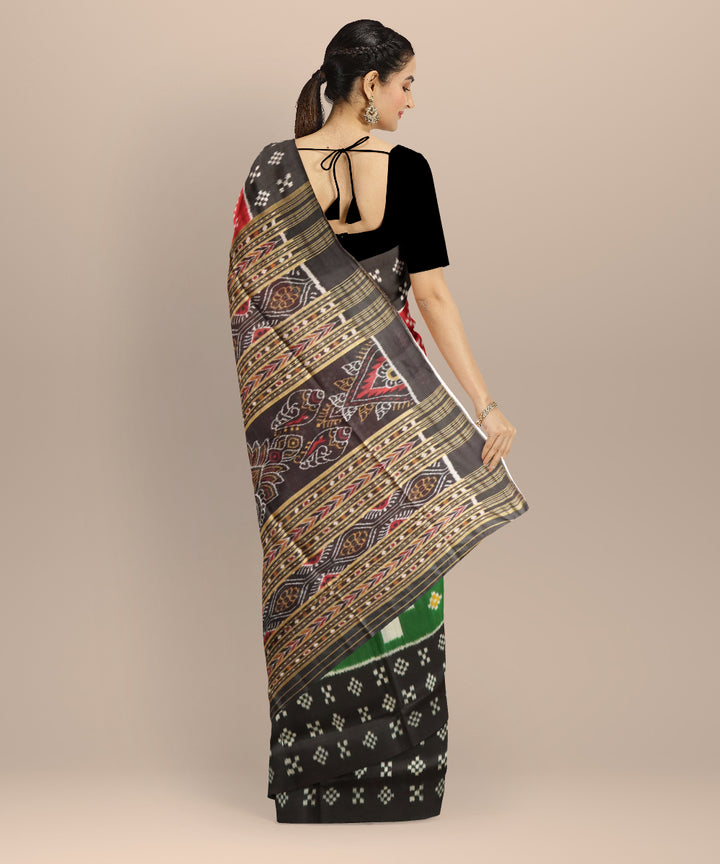 Multicolor black khandua silk handloom saree