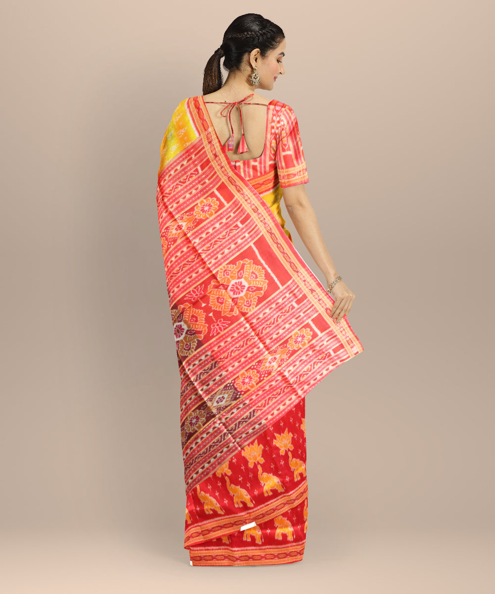 Black dark red silk handloom khandua saree