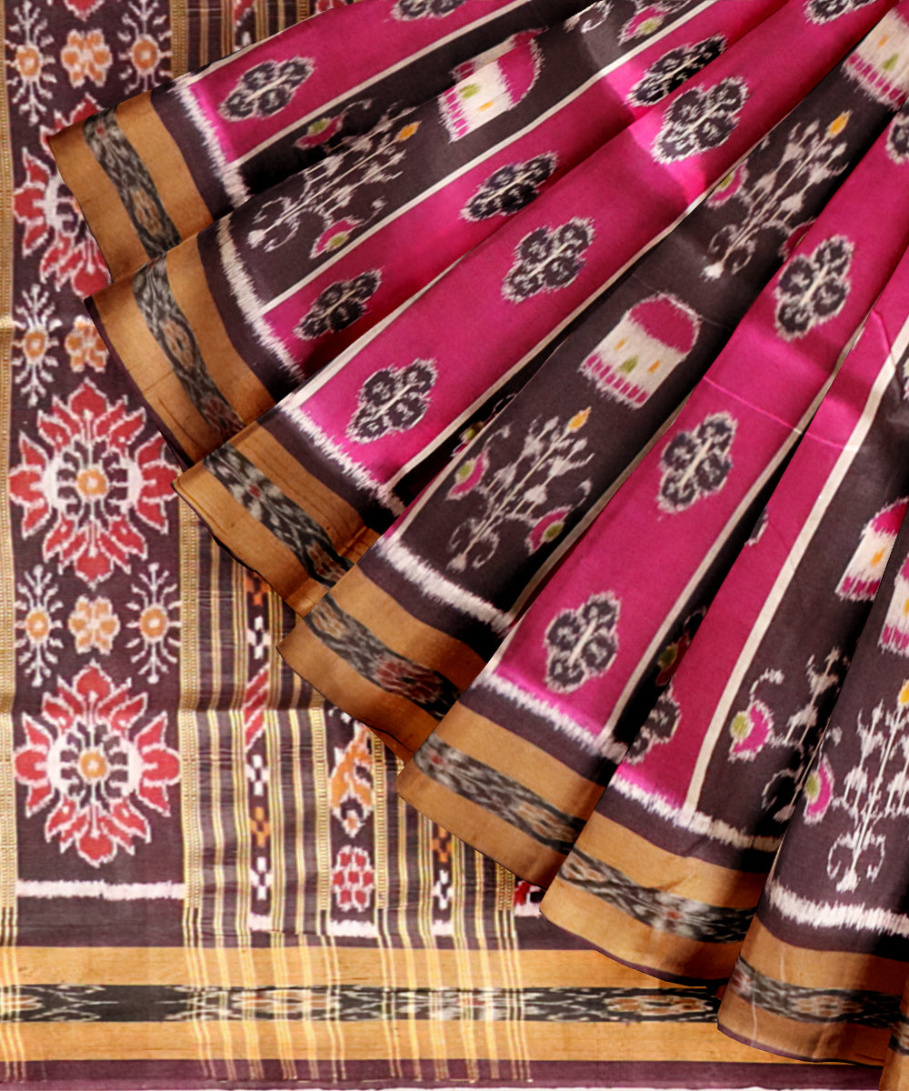 Multicolor coffee silk handloom khandua saree
