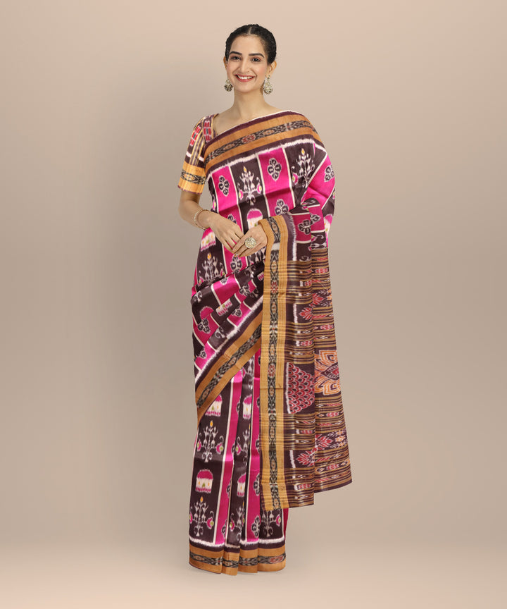Multicolor coffee silk handloom khandua saree