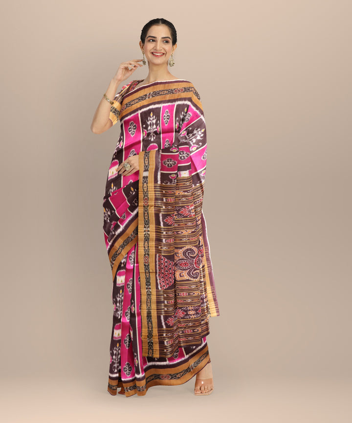 Multicolor coffee silk handloom khandua saree