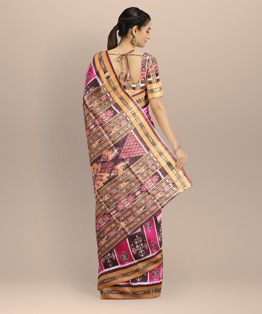 Multicolor coffee silk handloom khandua saree