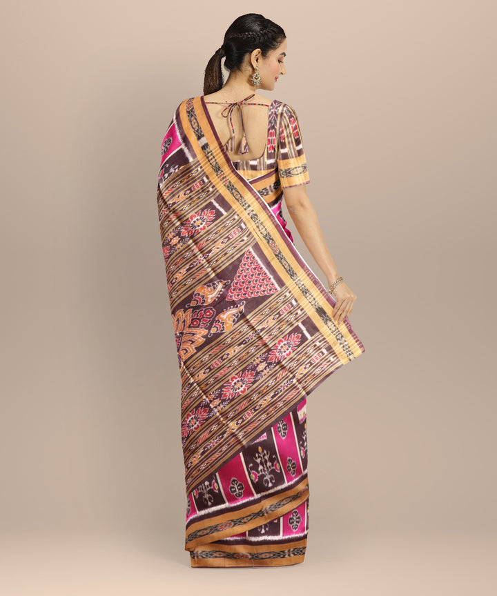 Multicolor coffee silk handloom khandua saree
