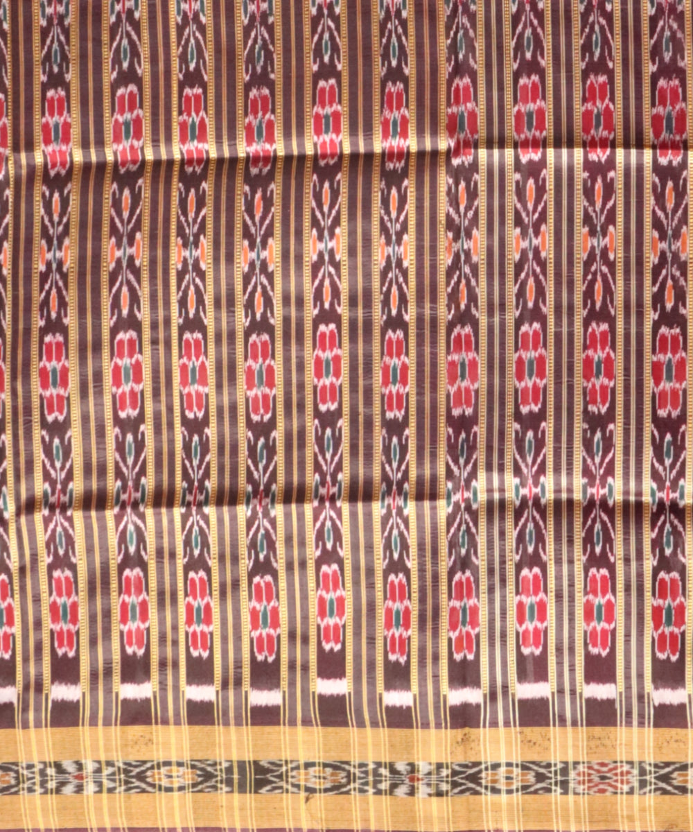 Multicolor coffee silk handloom khandua saree