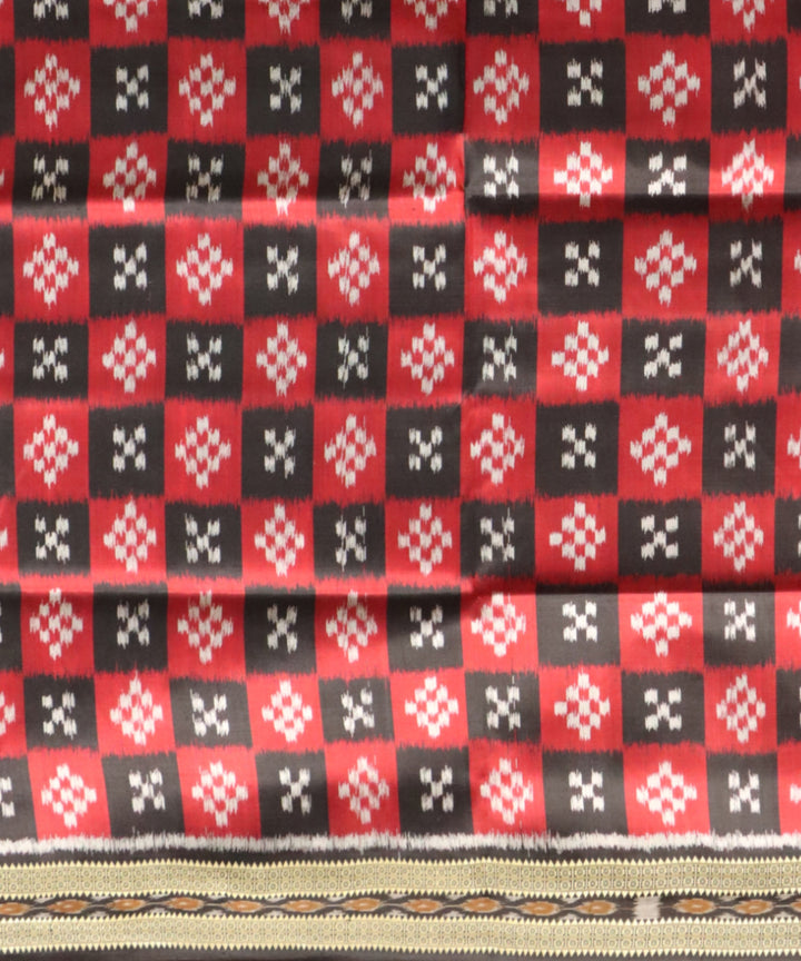 Maroon black handloom khandua silk saree