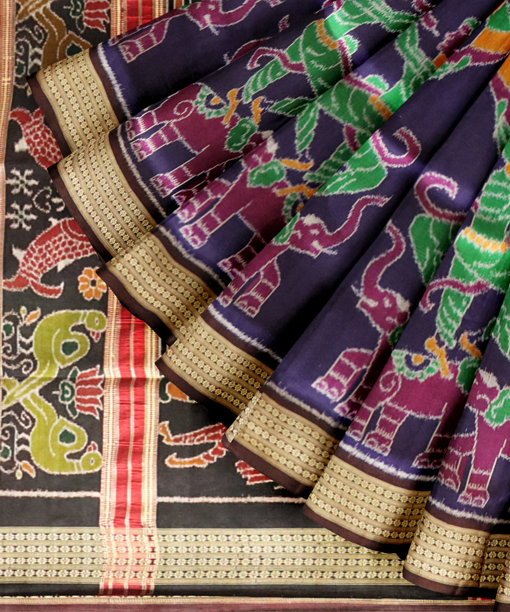 Purple coffee silk handloom khandua saree