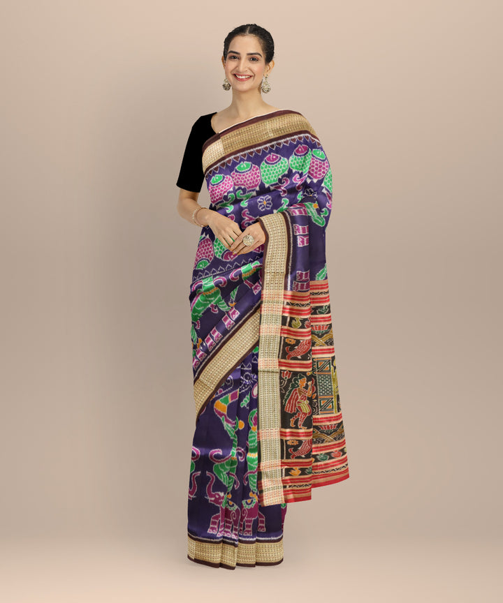 Purple coffee silk handloom khandua saree