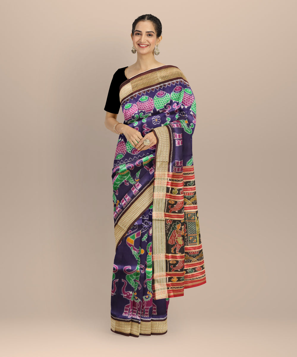 Purple coffee silk handloom khandua saree
