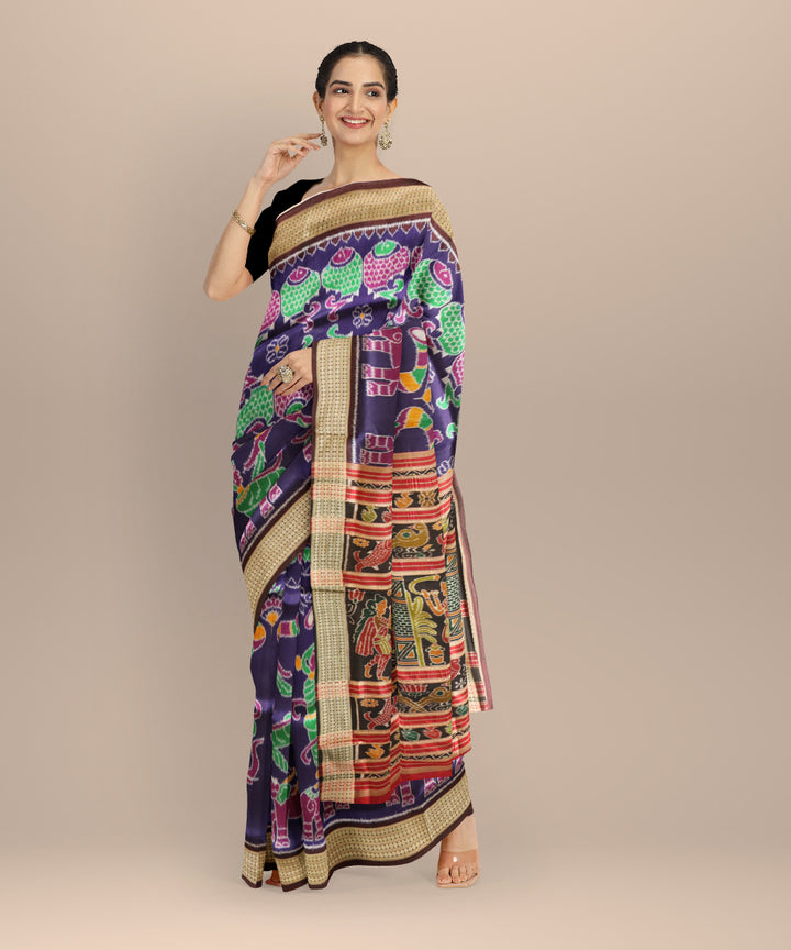 Purple coffee silk handloom khandua saree