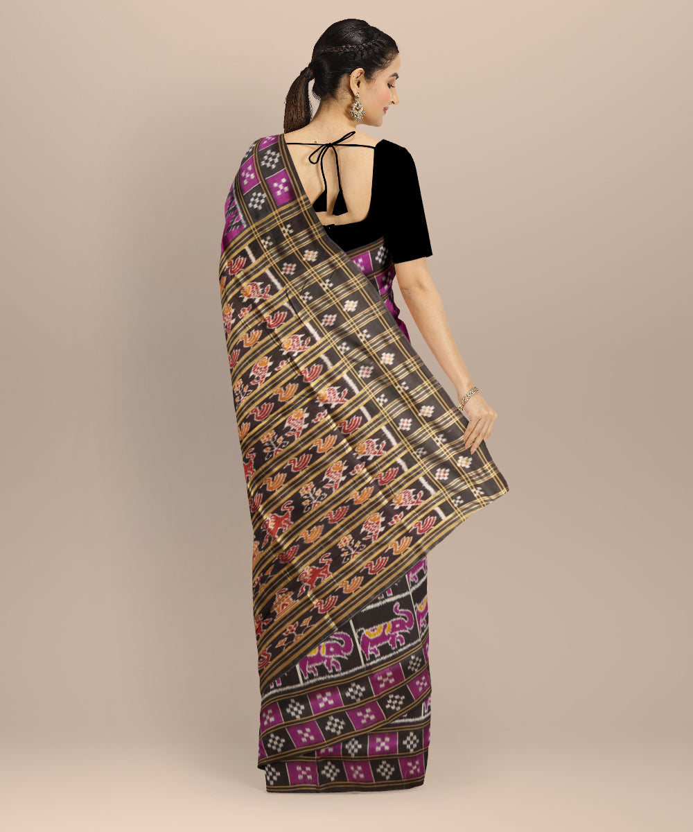 Purple black silk handloom khandua saree
