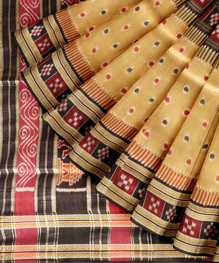 Multicolor black silk handloom khandua saree