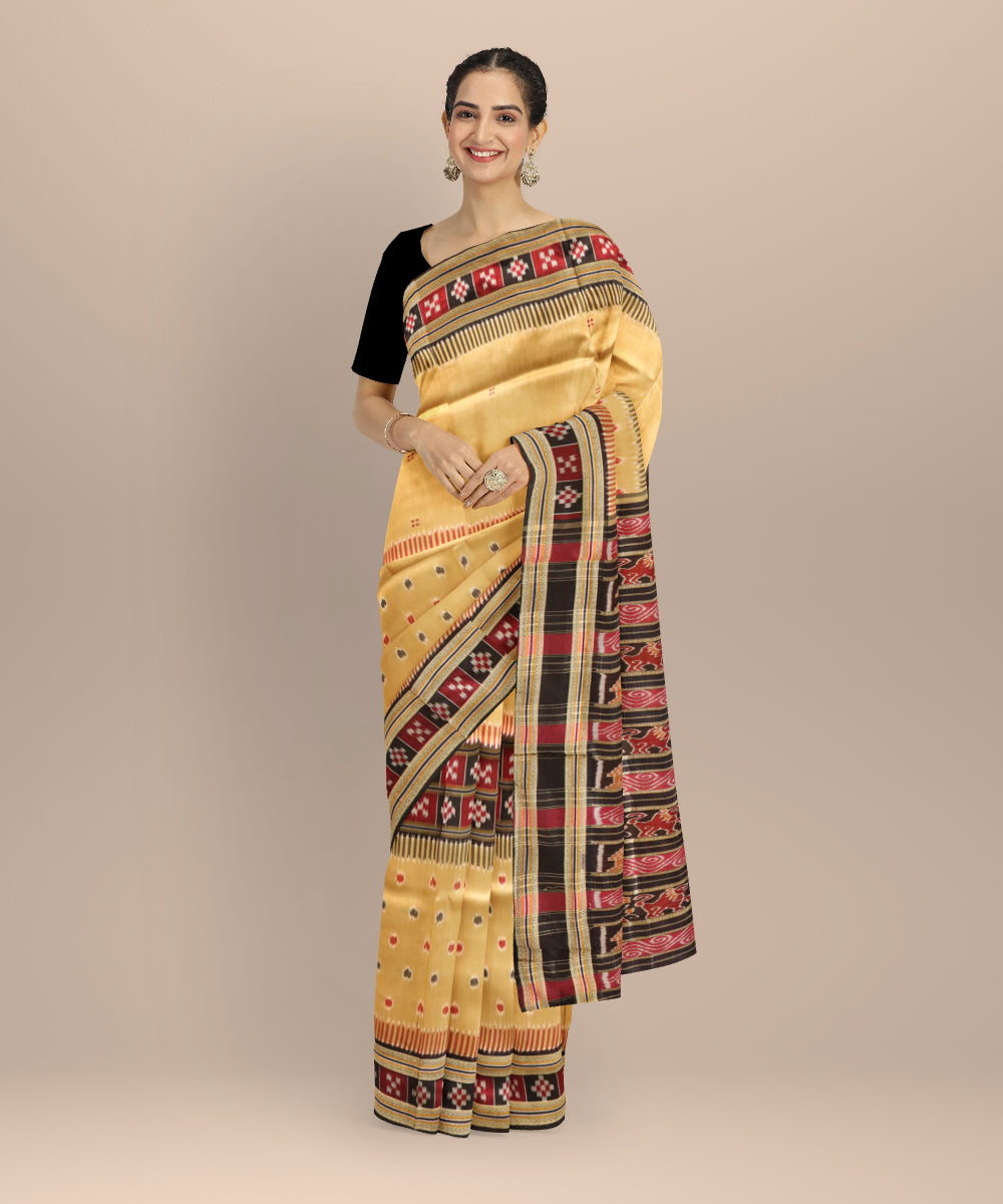 Multicolor black silk handloom khandua saree