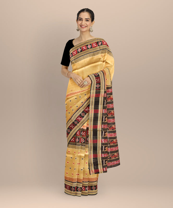 Multicolor black silk handloom khandua saree