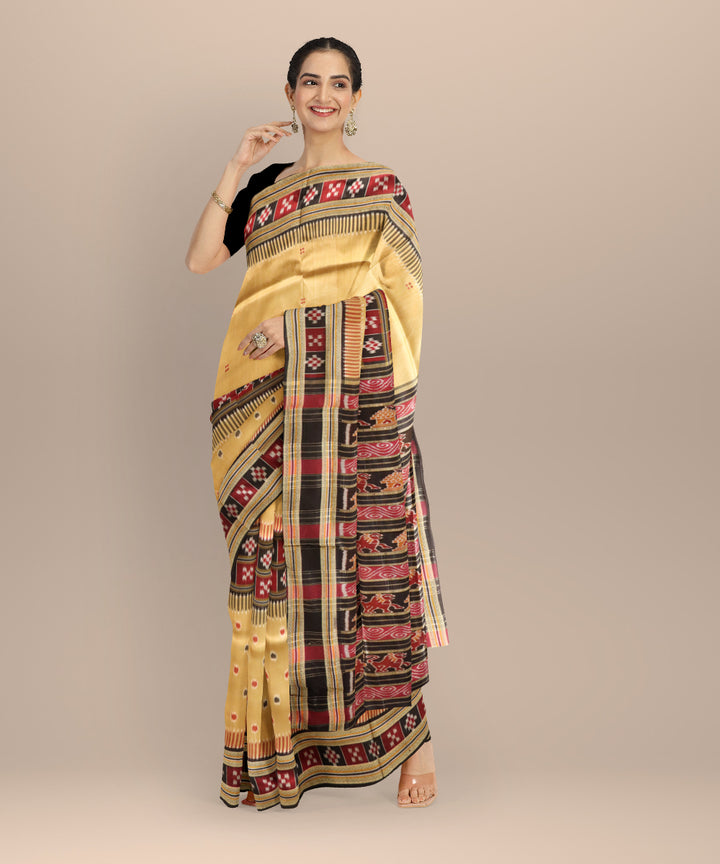 Multicolor black silk handloom khandua saree