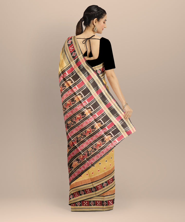 Multicolor black silk handloom khandua saree