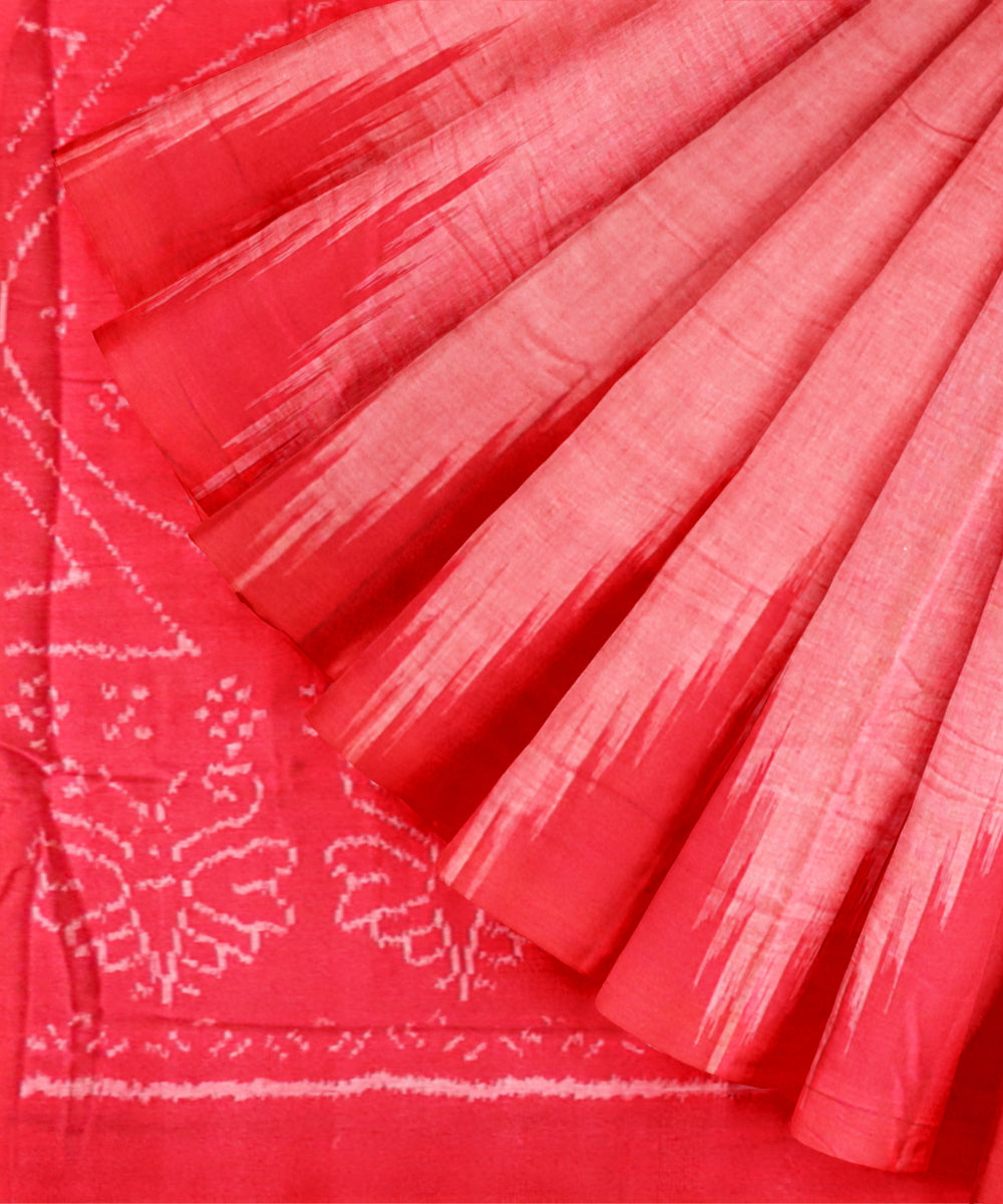 Bittersweet shimmer pink dark red cotton handloom nuapatna saree