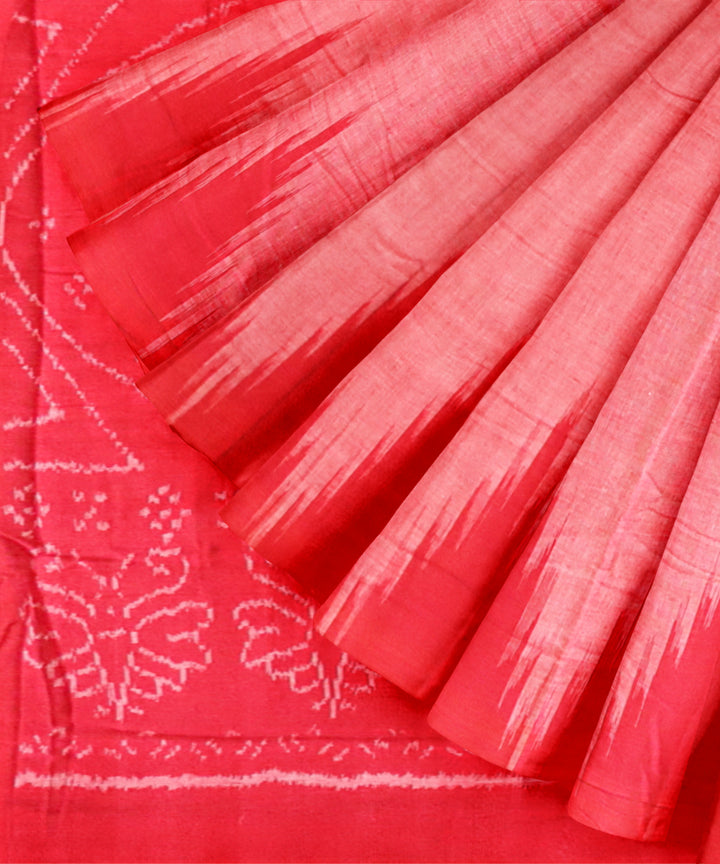 Bittersweet shimmer pink dark red cotton handloom nuapatna saree