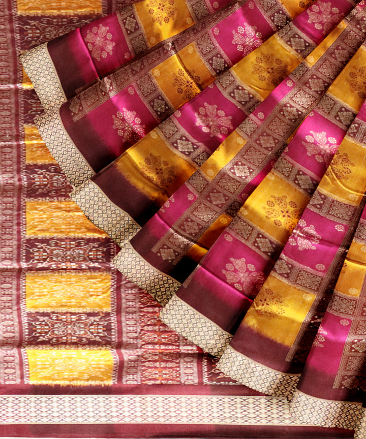 Multicolor coffee silk handloom bomkai saree