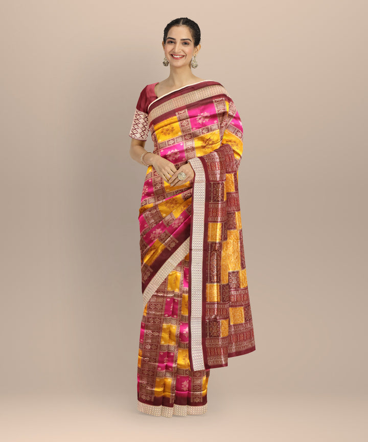 Multicolor coffee silk handloom bomkai saree