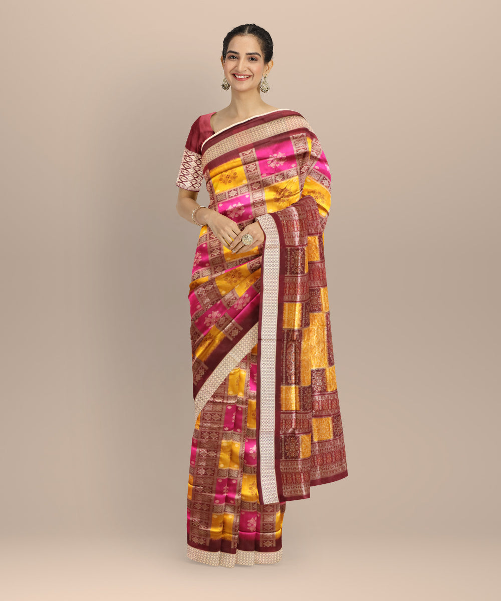 Multicolor coffee silk handloom bomkai saree