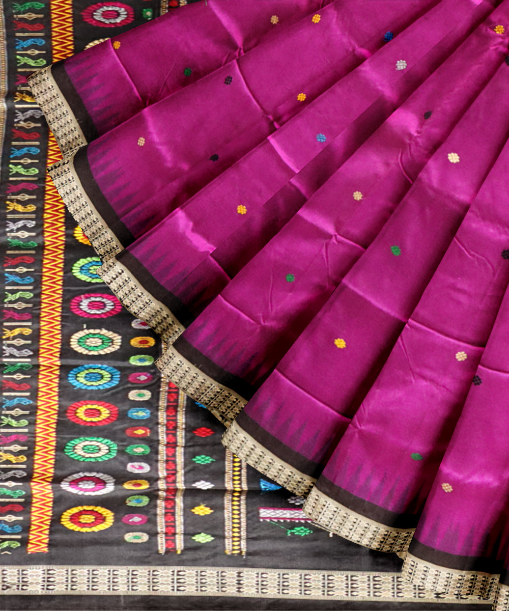 Byzantium black dolabedi silk handloom bomkai saree