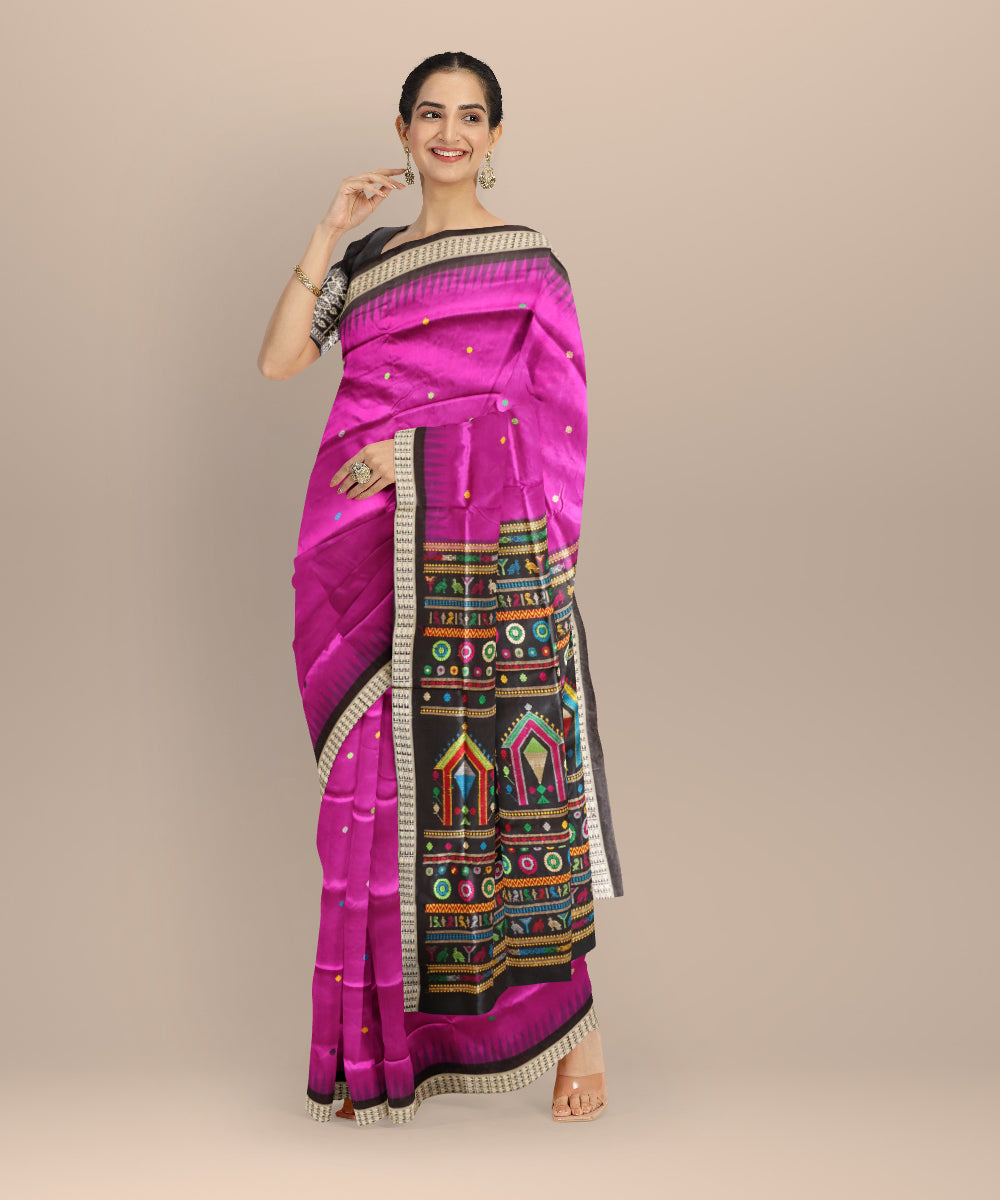 Byzantium black dolabedi silk handloom bomkai saree
