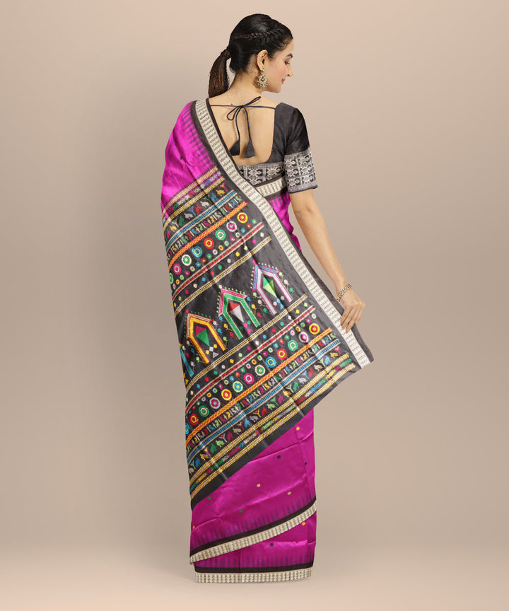 Byzantium black dolabedi silk handloom bomkai saree