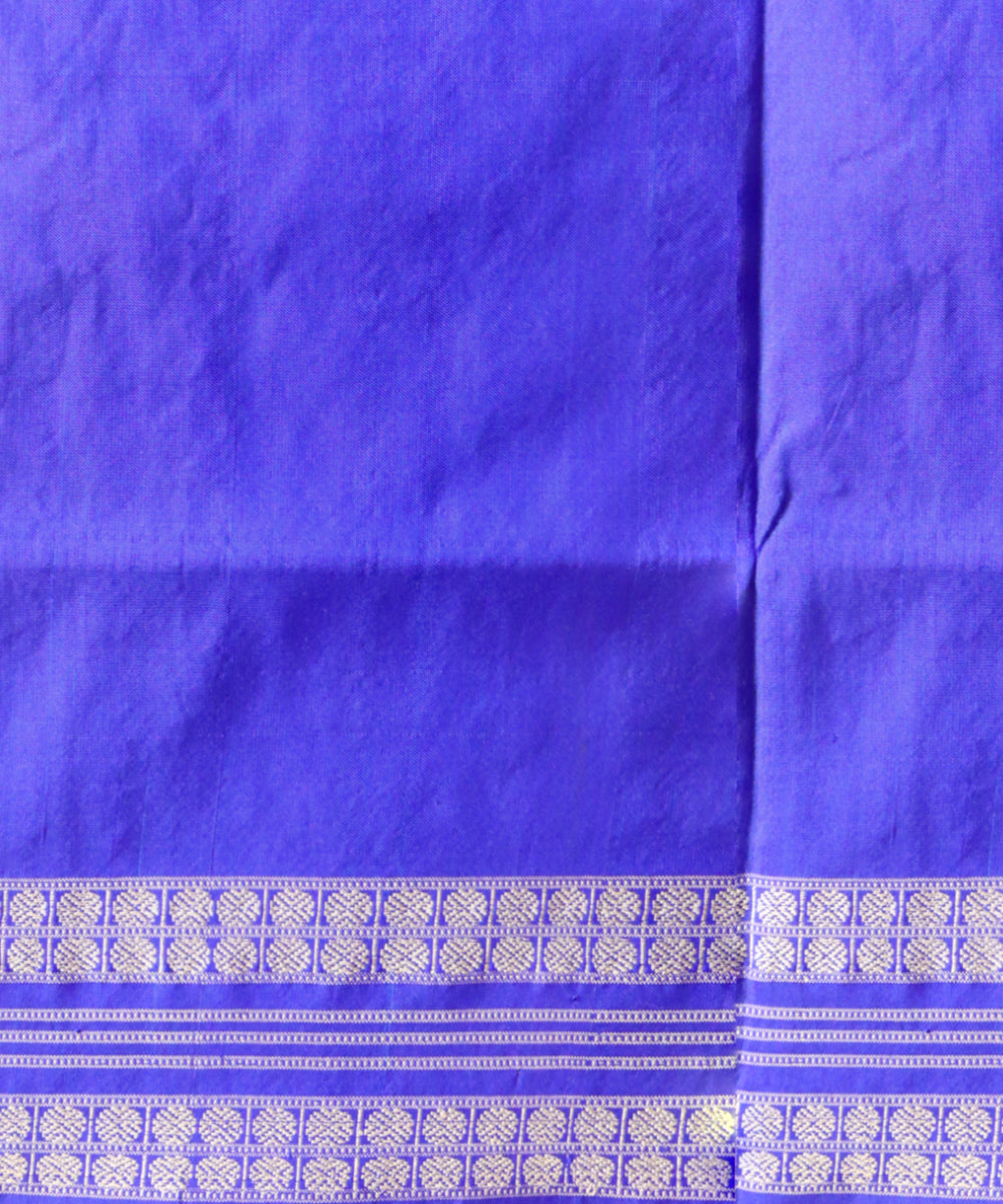 Fuchsia purple duke blue silk handloom bomkai saree