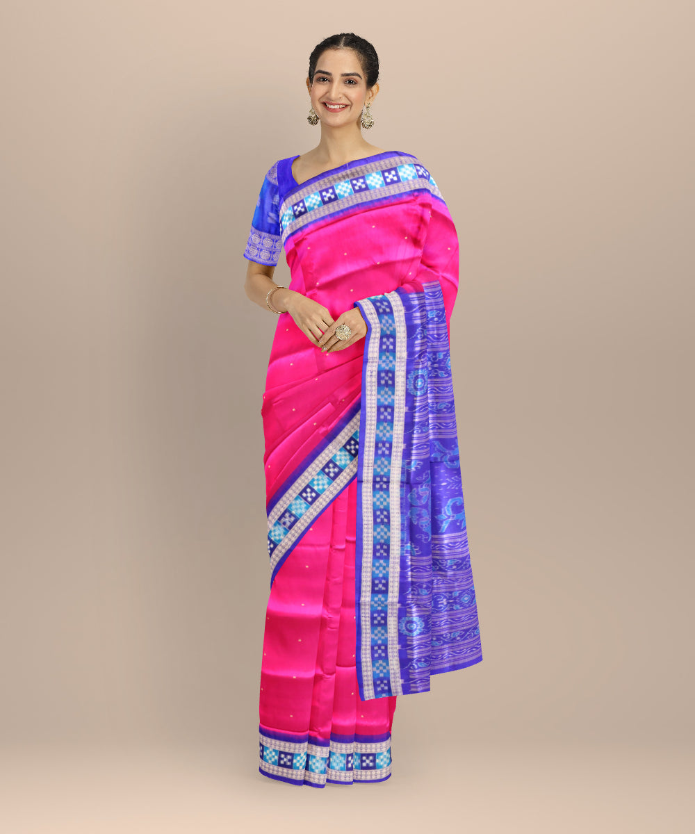 Purple duke blue handloom sambalpuri silk saree
