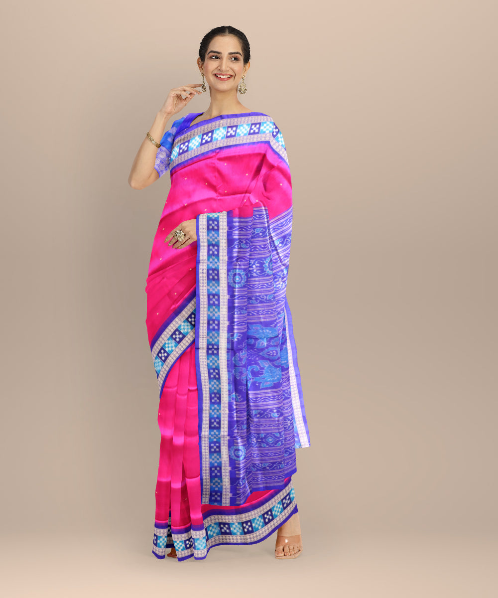 Purple duke blue handloom sambalpuri silk saree