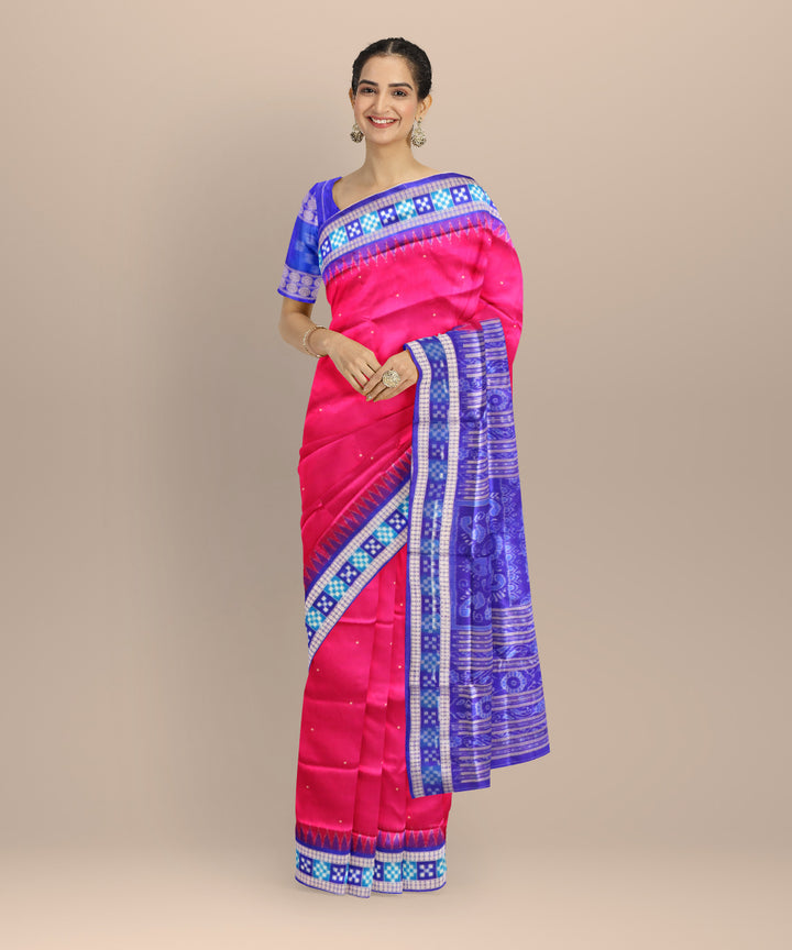 Purple duke blue silk handloom sambalpuri saree