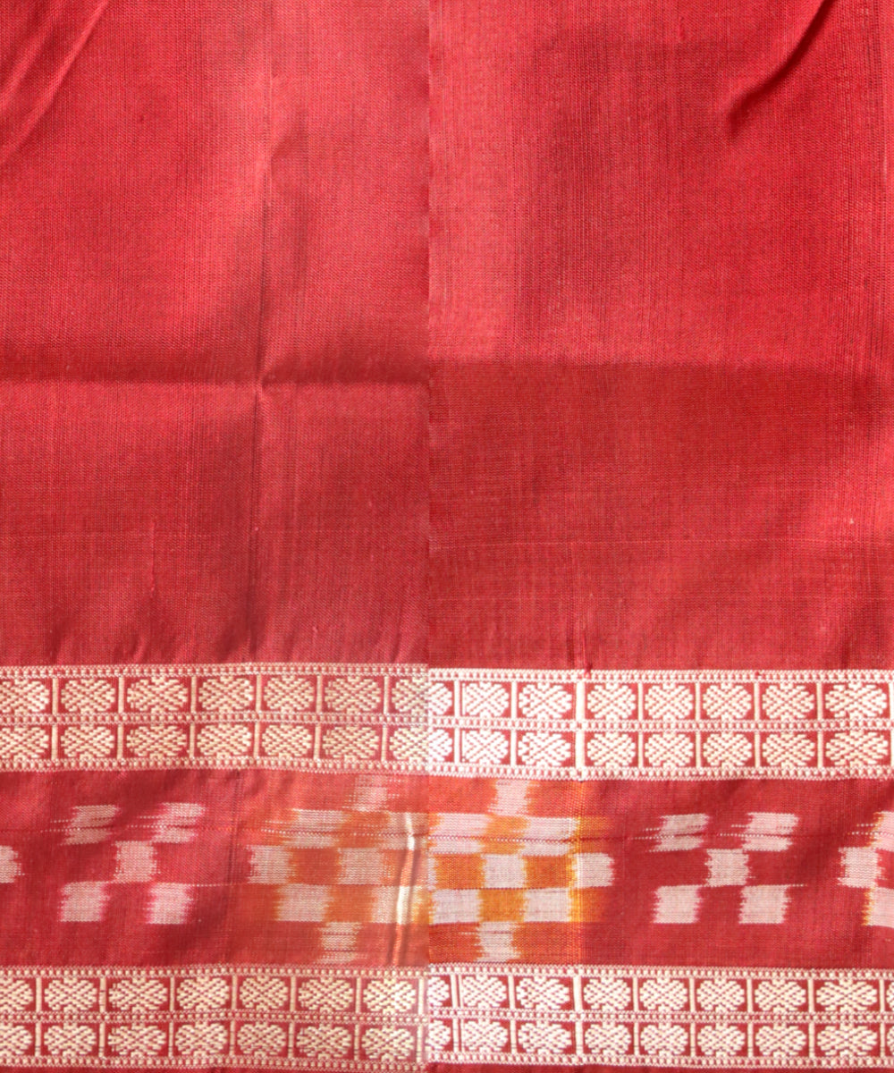 Yellow maroon silk handloom sambalpuri saree