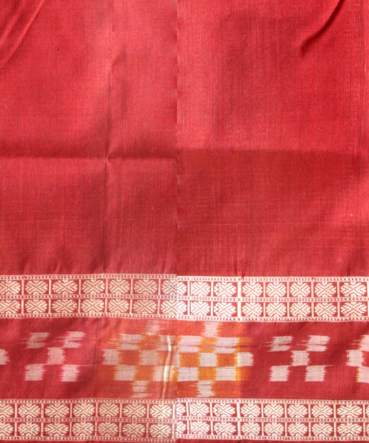 Yellow maroon silk handloom sambalpuri saree