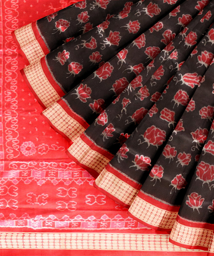 Black dark red handloom silk sambalpuri saree