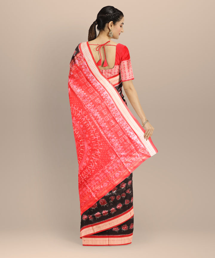 Black dark red handloom silk sambalpuri saree