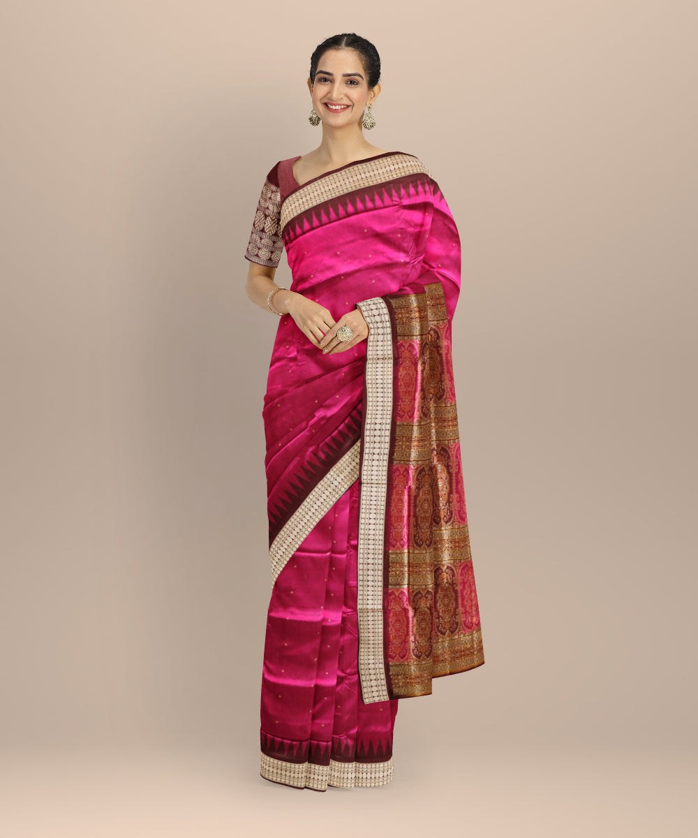 Purple coffee silk handloom bomkai saree