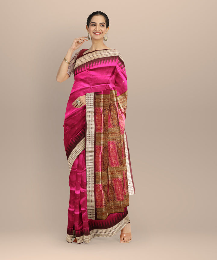 Purple coffee silk handloom bomkai saree