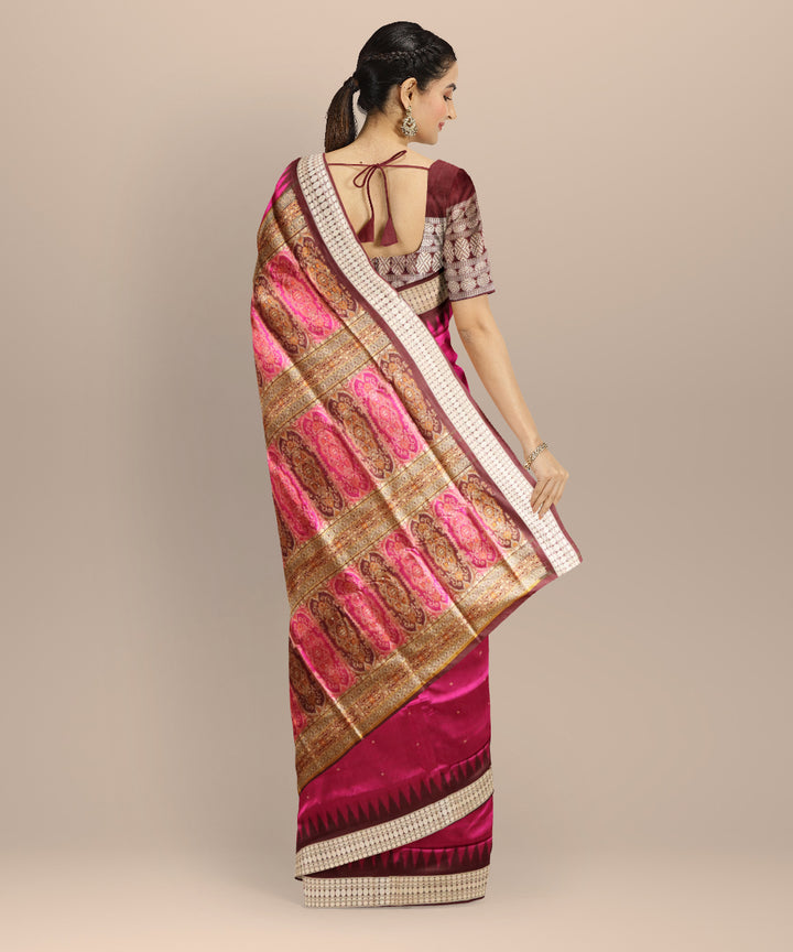 Purple coffee silk handloom bomkai saree