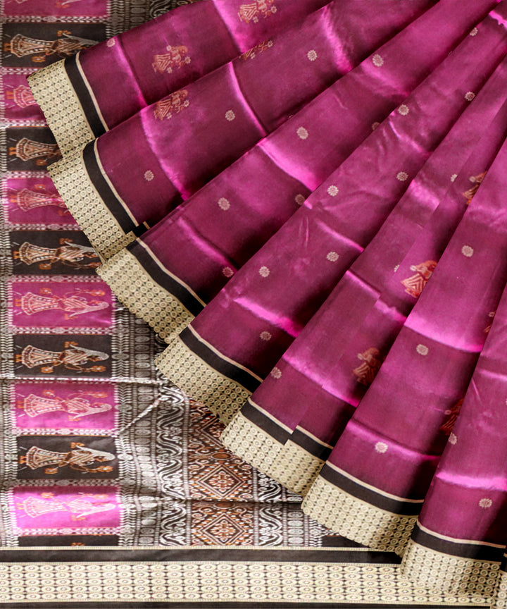 Purple black patly silk handloom bomkai saree